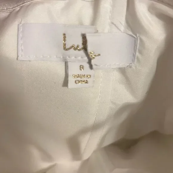 Lulus Now and Always White Beaded Embroidered Strapless Gown Size 8 NWOT - Picture 15 of 16